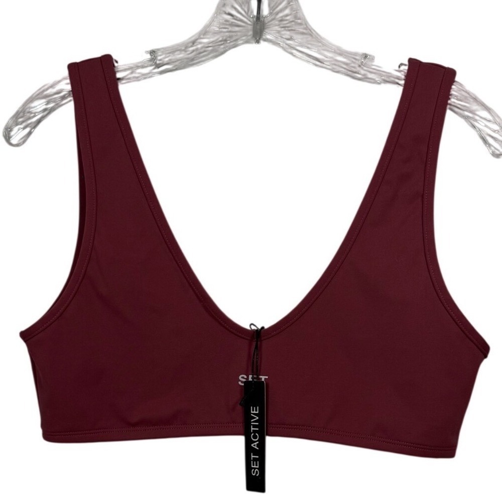 NWT SET ACTIVE Womens Sportsbody Dip Bra V-Neck Sports Bra Athletic Crop size XL
